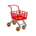 Red shopping cart icon flat design. Toy cartoon colorful design best vector icon. Childrens shop Royalty Free Stock Photo