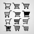 Set of shopping cart icon, flat design. Vector illustration. Isolated on white background Royalty Free Stock Photo