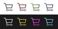 Set Shopping cart icon isolated on black and white background. Online buying concept. Delivery service sign. Supermarket Royalty Free Stock Photo