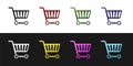 Set Shopping cart icon isolated on black and white background. Online buying concept. Delivery service sign. Supermarket Royalty Free Stock Photo