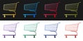 Set Shopping cart icon isolated on black and white background. Online buying concept. Delivery service sign. Supermarket Royalty Free Stock Photo