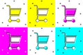 Set Shopping cart icon isolated on color background. Online buying concept. Delivery service sign. Supermarket basket Royalty Free Stock Photo