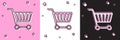 Set Shopping cart icon isolated on pink and white, black background. Online buying concept. Delivery service sign Royalty Free Stock Photo