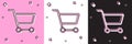 Set Shopping cart icon isolated on pink and white, black background. Online buying concept. Delivery service sign Royalty Free Stock Photo