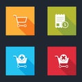 Set Shopping cart, Paper check and financial check, Add to and Remove shopping icon. Vector Royalty Free Stock Photo