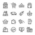Set of Shopping and E-commerce outline icons. Shop and retail line vector illustration.