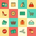 Set of shopping and sale line icons. Flat style Royalty Free Stock Photo