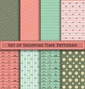 Set of Shopping Time Patterns Royalty Free Stock Photo