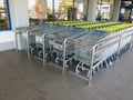 Set of shopping trolley in supermarket