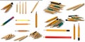 Set of Short Pencils on Isolated Background Royalty Free Stock Photo