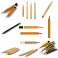 Set of Short Pencils on Isolated Background Royalty Free Stock Photo