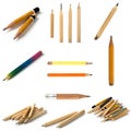 Set of Short Pencils on Isolated Background Royalty Free Stock Photo