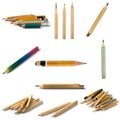 Set of Short Pencils on Isolated Background Royalty Free Stock Photo