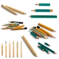 Set of Short Pencils on Isolated Background Royalty Free Stock Photo