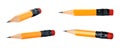 Set of Short pencils, isolated on white background, school and office supplies concept Royalty Free Stock Photo