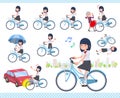 Flat type school girl White shirt summer_city cycle