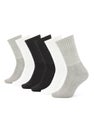 Set of short socks white, grey, black isolated on white background. Three pair of socks in different colors. Sock for sports