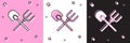 Set Shovel and rake icon isolated on pink and white, black background. Tool for horticulture, agriculture, gardening Royalty Free Stock Photo