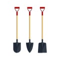 Set shovel spade flat tool icon logo vector illustration. Farming equipment. Garden instruments on white