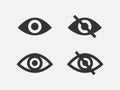 Set show password icon, eye symbol. Vector vision hide from watch icon. Secret view web design element