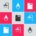 Set Shower, Recycle clean aqua and Big bottle with water icon. Vector