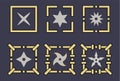 Set of shuriken icons. Ninja weapon. Samurai equipment. Cartoon style. Clean and modern vector illustration for design, web.