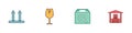 Set This side up, Fragile broken glass, Search package and Warehouse icon. Vector