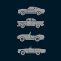 Set side View Classic Car icon Cector illustrations