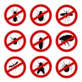 Set sign ban anti mosquito - vector Royalty Free Stock Photo