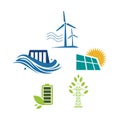 set of sign elements alternative renewable energy logo design vector illustrations