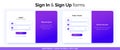 Set of Sign Up and Sign In forms. Purple gradient. Royalty Free Stock Photo