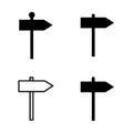 Set of signpost street vector illustration, collection of road arrow symbol isolated on white background, web pointer