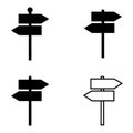 Set of signpost street vector illustration, collection of road arrow symbol isolated on white background, web pointer