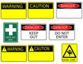 Set signs danger, caution and warning