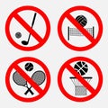 Set of signs prohibiting games