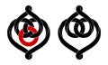 Set of signs of the union of two intertwined hearts. Stylized symbols of eternal love for tattoo design. Vector isolated Royalty Free Stock Photo