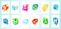 Set of signs of Zodiac icons. Watercolor style icons on white background. Symbols of zodiac horoscope. Vector Royalty Free Stock Photo