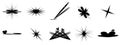 Set of Silhouette of black star flower bamboo icons vector art design illustration modern style