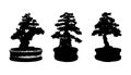 Set of silhouette of bonsai vector illustration on white background