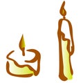 Set of silhouette burning candles line art illustration