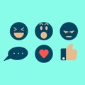 Set of social media emotion icon. Like, love, comment, angry, shock and laugh Royalty Free Stock Photo