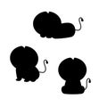 Set of silhouette cartoon lions boho. Vector illustration