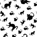 Set of Silhouette cat seamless pattern Royalty Free Stock Photo