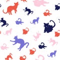 Set of Silhouette cat seamless pattern Royalty Free Stock Photo