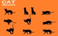 Set of silhouette cat on transparent background Royalty Free Stock Photo