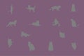 Set of silhouette cute gray cat element modern geometric flat style. vector illustration eps10