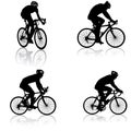 Set silhouette of a cyclist male on white background Royalty Free Stock Photo