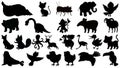 Set of silhouette different animals