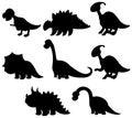 Set of silhouette dinosaur collection