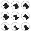 Set of silhouette dogs heads Royalty Free Stock Photo